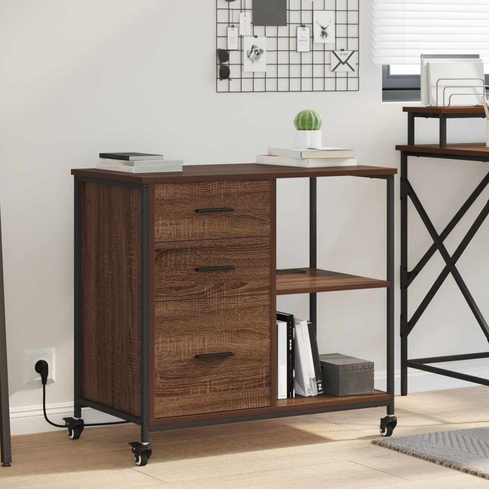 Produktbild för Skåp med laddstation Brun Ek 76 x 41 x 72 cm Konstruerat trä