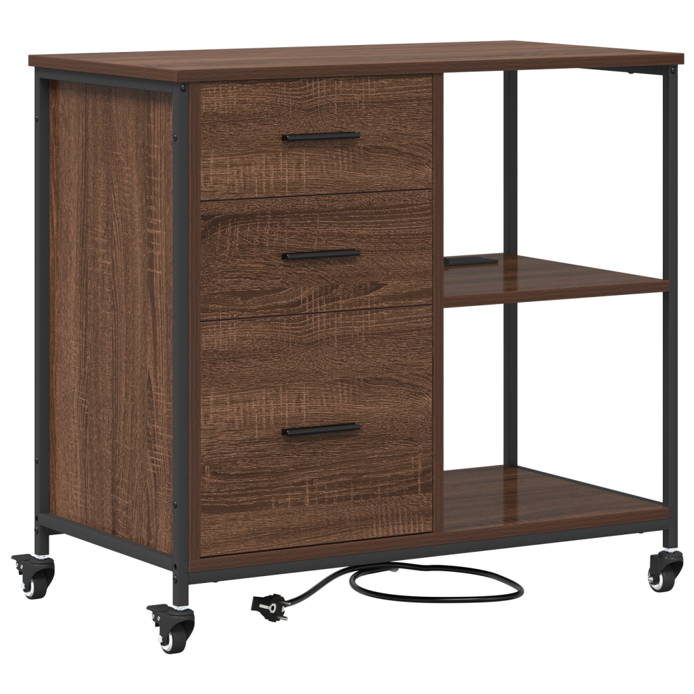 Produktbild för Skåp med laddstation Brun Ek 76 x 41 x 72 cm Konstruerat trä