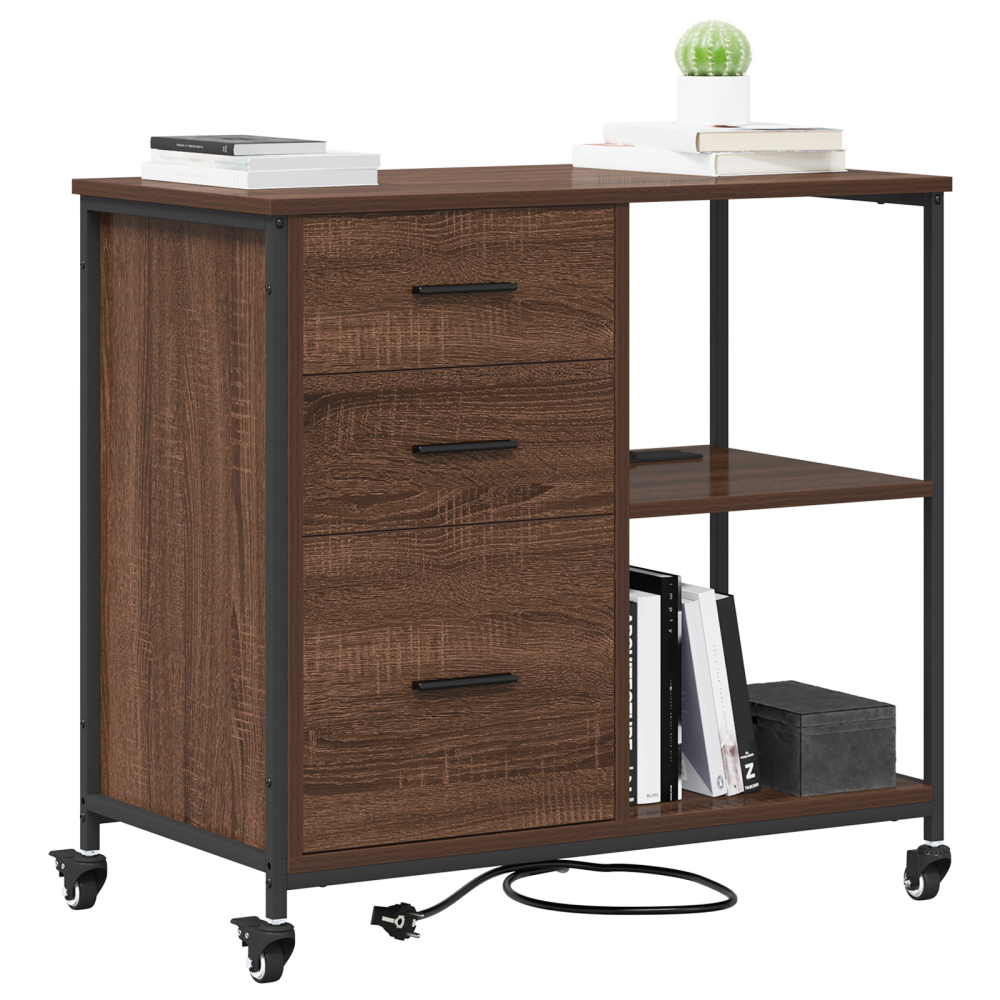 Produktbild för Skåp med laddstation Brun Ek 76 x 41 x 72 cm Konstruerat trä