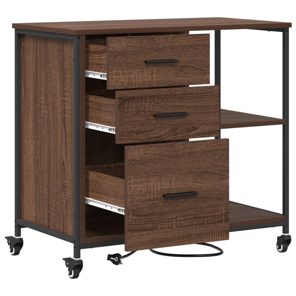 Produktbild för Skåp med laddstation Brun Ek 76 x 41 x 72 cm Konstruerat trä