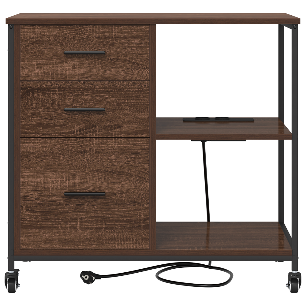 Produktbild för Skåp med laddstation Brun Ek 76 x 41 x 72 cm Konstruerat trä