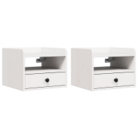 Produktbild för Sängbord med låda 2 pcs Vit 38 x 36 x 29,5 cm Massiv furu