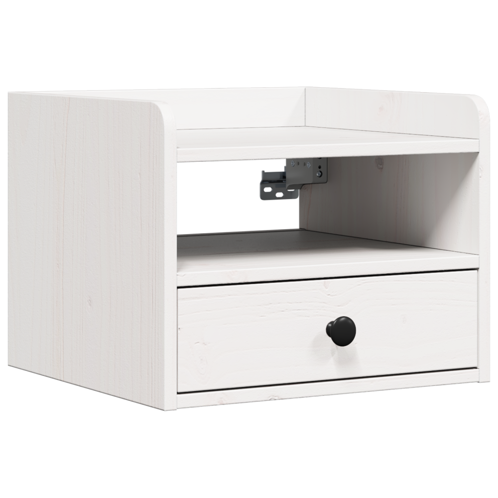 Produktbild för Sängbord med låda 2 pcs Vit 38 x 36 x 29,5 cm Massiv furu