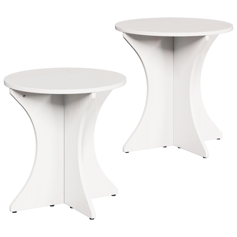 Produktbild för Kaffeebord 2 pcs Vit Massiv furu