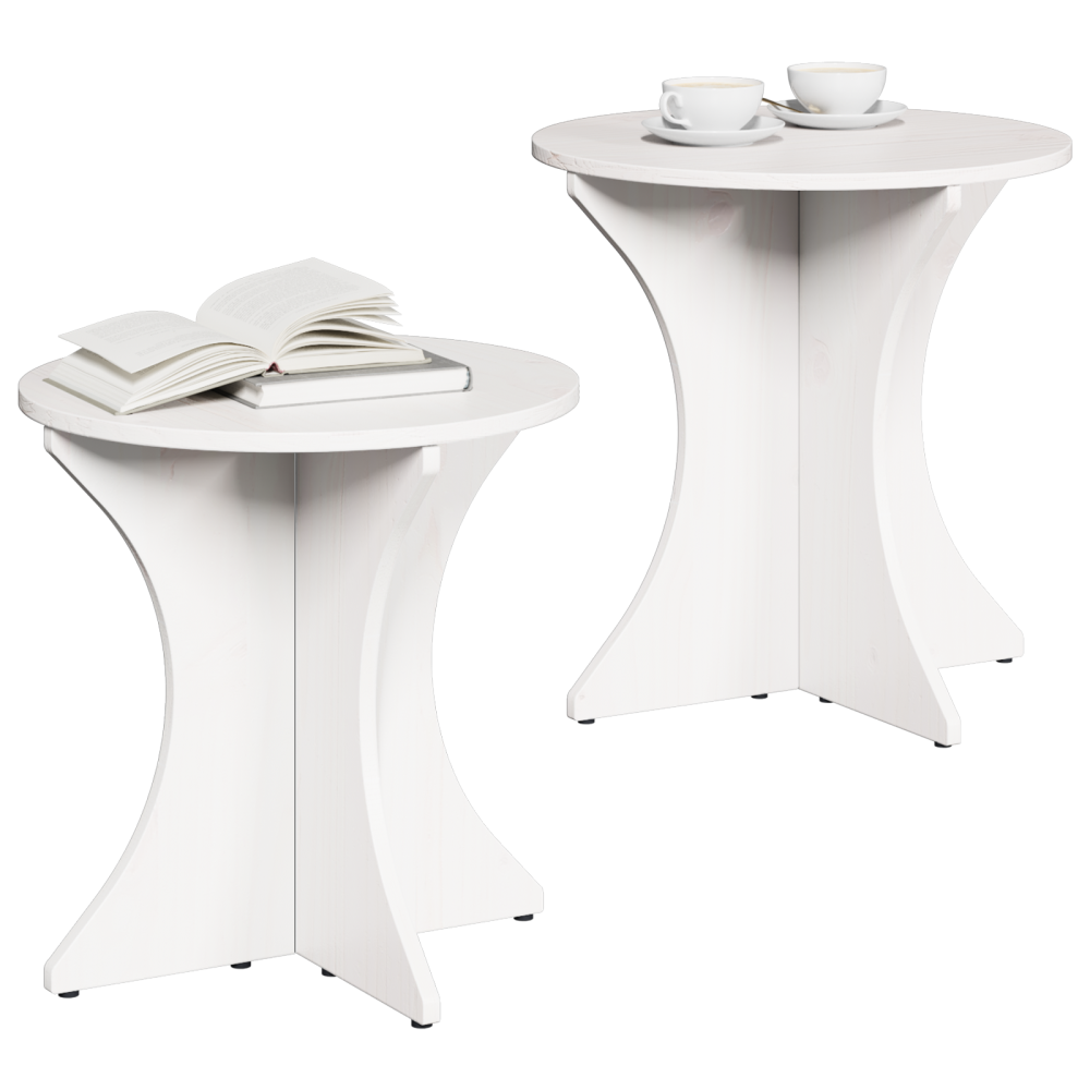 Produktbild för Kaffeebord 2 pcs Vit Massiv furu
