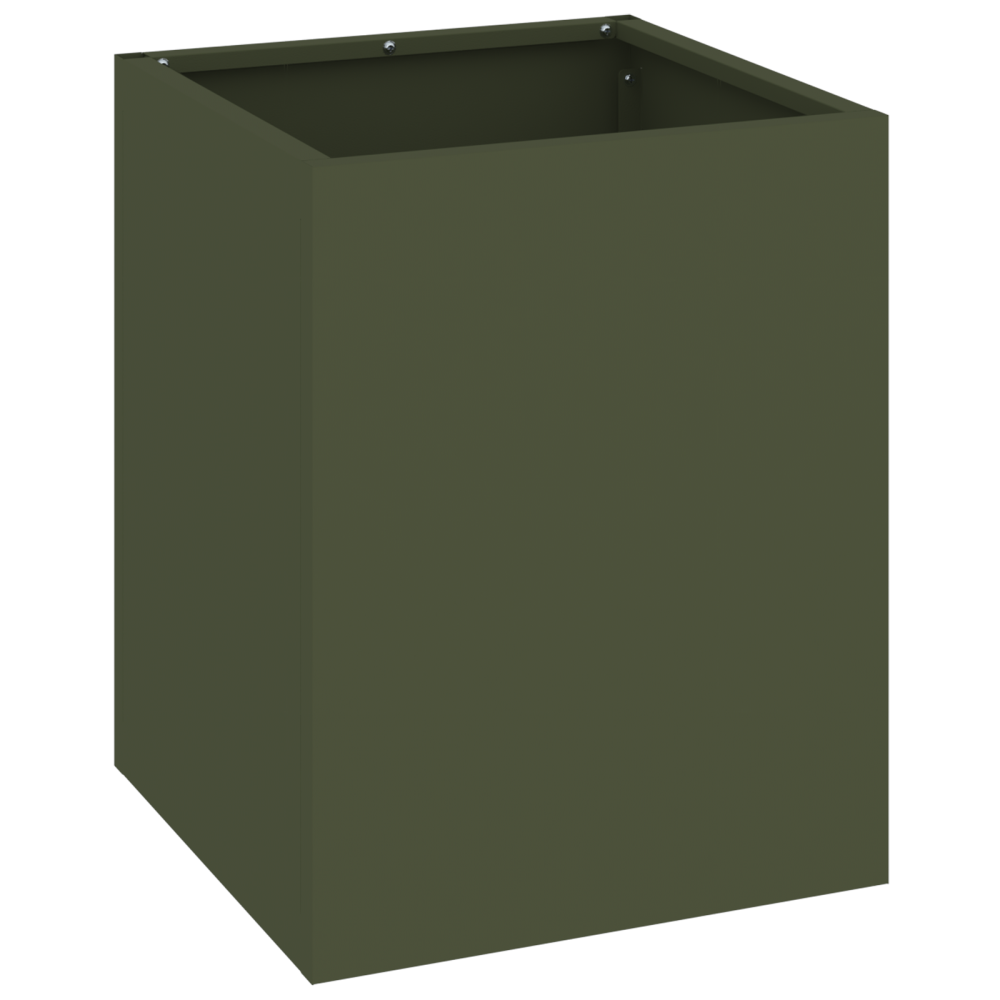 Produktbild för Trädgårdsplanterare Olivgrön 32 x 32 x 40 cm Kallvalsat stål