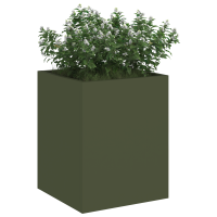 Produktbild för Trädgårdsplanterare Olivgrön 32 x 32 x 40 cm Kallvalsat stål