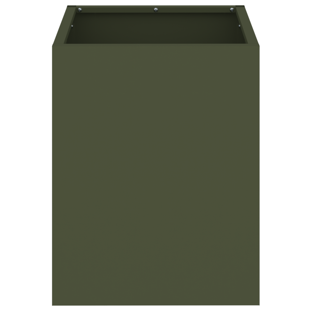 Produktbild för Trädgårdsplanterare Olivgrön 32 x 32 x 40 cm Kallvalsat stål