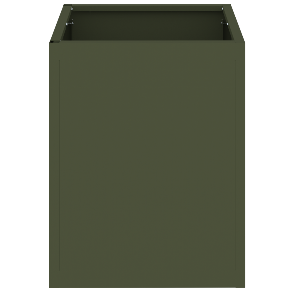 Produktbild för Trädgårdsplanterare Olivgrön 32 x 32 x 40 cm Kallvalsat stål