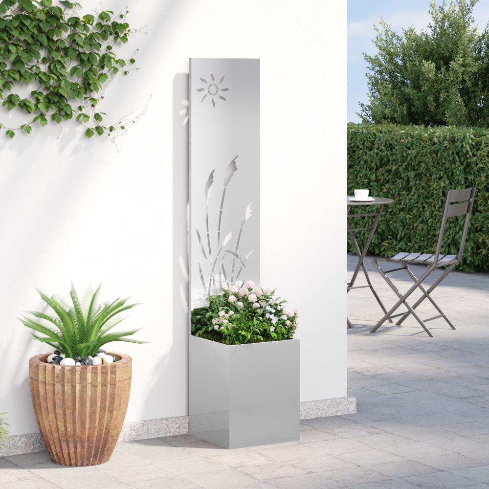 Produktbild för Trädgårds integritetsskärm Silver 32 x 150 cm Rostfritt stål