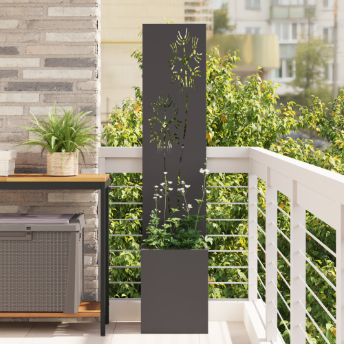 vidaXL Trädgårds integritetsskärm Svart 32 x 150 cm Kallvalsat stål
