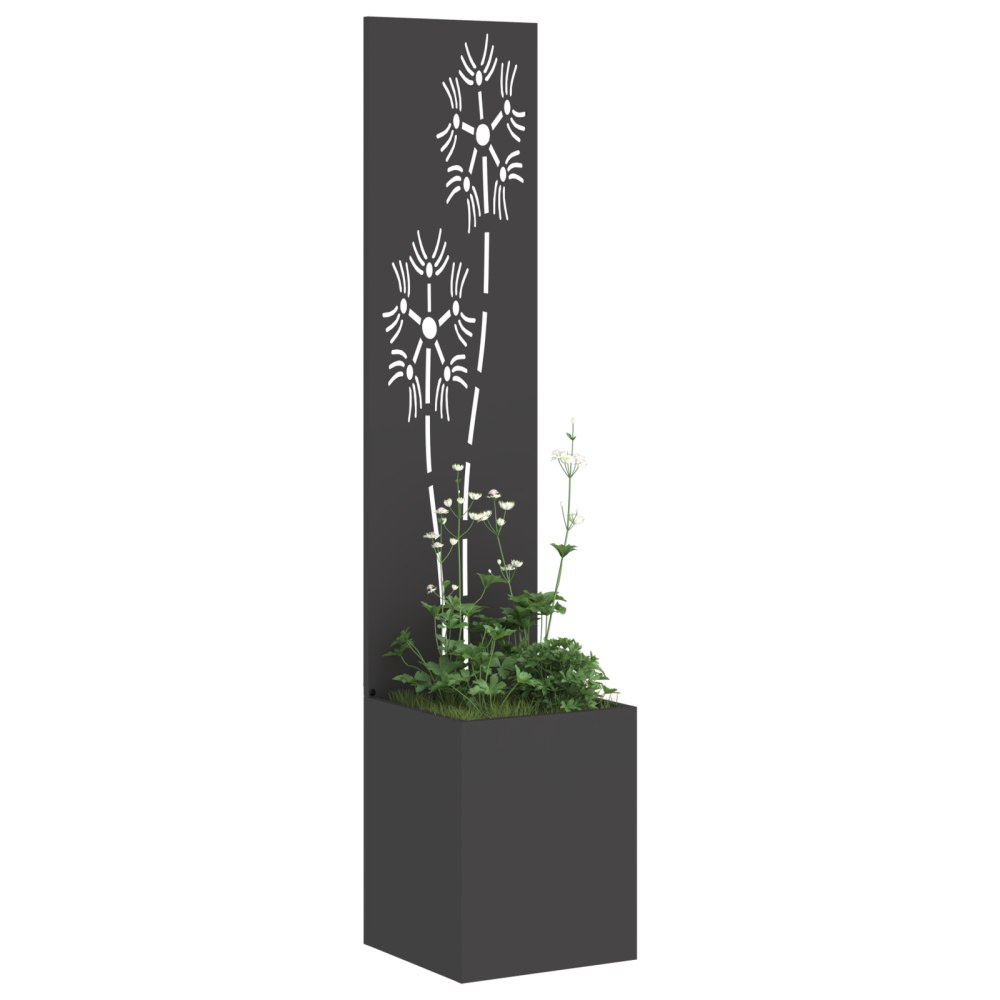 Produktbild för Trädgårds integritetsskärm Svart 32 x 150 cm Kallvalsat stål