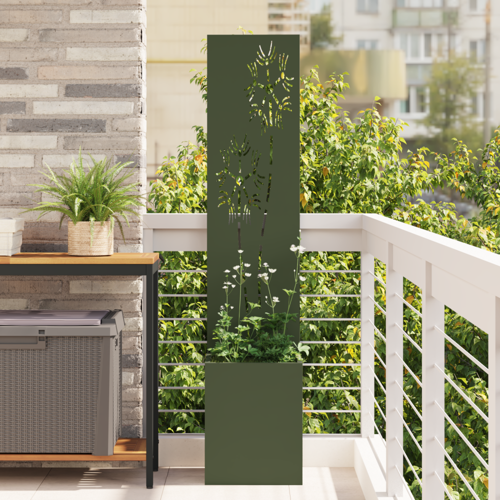 Produktbild för Trädgårds integritetsskärm Olivgrön 32 x 150 cm Kallvalsat stål
