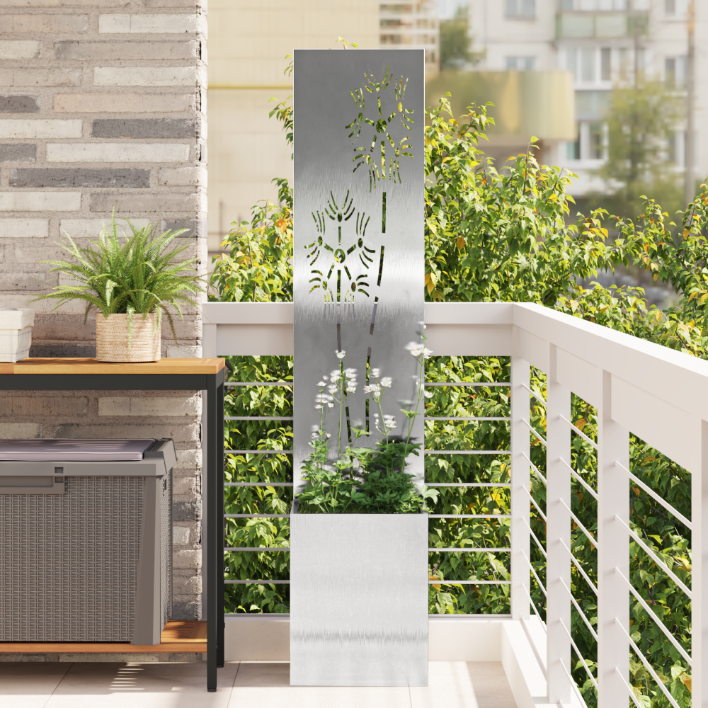 Produktbild för Trädgårds integritetsskärm Silver 32 x 150 cm Rostfritt stål