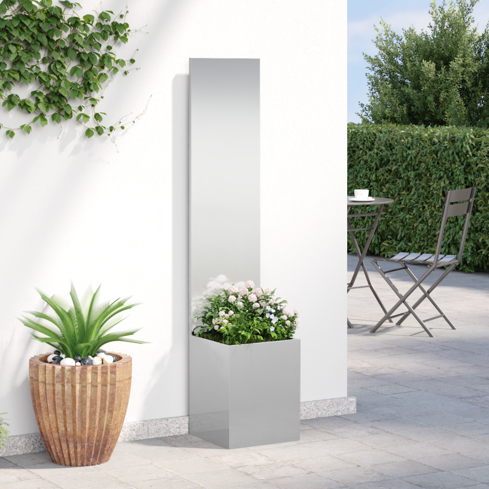 Produktbild för Trädgårds integritetsskärm Silver 32 x 150 cm Rostfritt stål