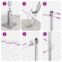 Produktbild för Hexagonal stängsel med betongfundament 50 x 1 m Silver Mesh