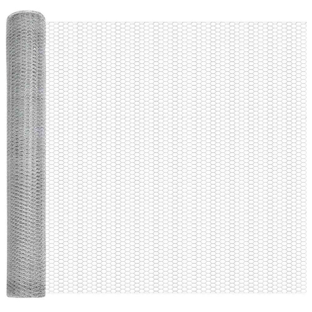 Produktbild för Hexagonal stängsel med betongfundament 50 x 1 m Silver Mesh