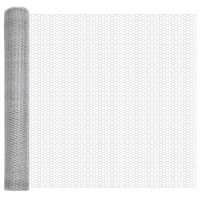 Produktbild för Hexagonal stängsel med betongfundament 50 x 1 m Silver Mesh