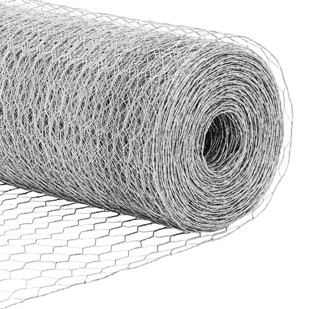 Produktbild för Hexagonal stängsel med betongfundament 50 x 1 m Silver Mesh