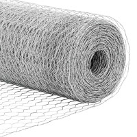 Produktbild för Hexagonal stängsel med betongfundament 50 x 1 m Silver Mesh