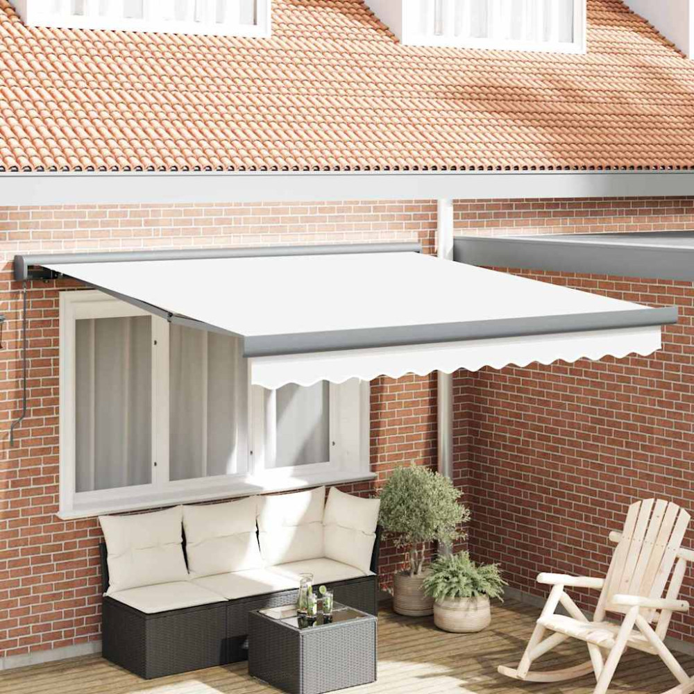 Produktbild för Utdragbar markis Vit 300 x 250 cm Canvas och Aluminium