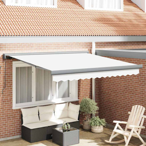 vidaXL Utdragbar markis Vit 300 x 250 cm Canvas och Aluminium