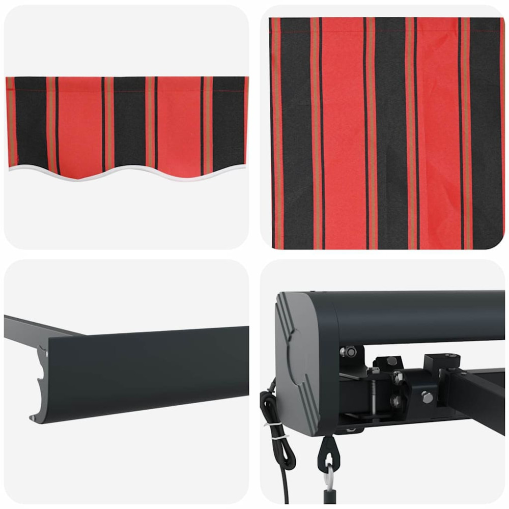 Produktbild för Utdragbar markis Röd och Svart 350 x 250 x 165 cm