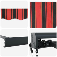 Produktbild för Utdragbar markis Röd och Svart 350 x 250 x 165 cm