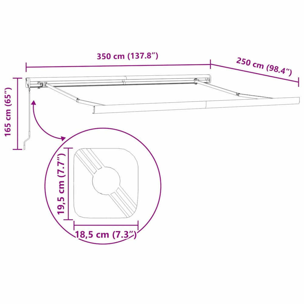 Produktbild för Utdragbar markis Flerfärgsdesign 350 x 250 cm