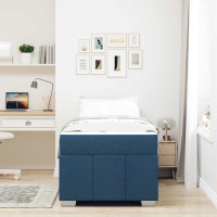 Produktbild för Sängram med madrass Blå 100 x 200 cm tyg