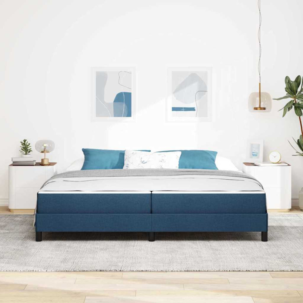 Produktbild för Bäddfjäder med madrass Blå 200 x 200 cm tyg
