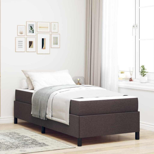 vidaXL Bäddfjäder Mörkbrun 90 x 200 cm tyg - Sängar & Sängramar