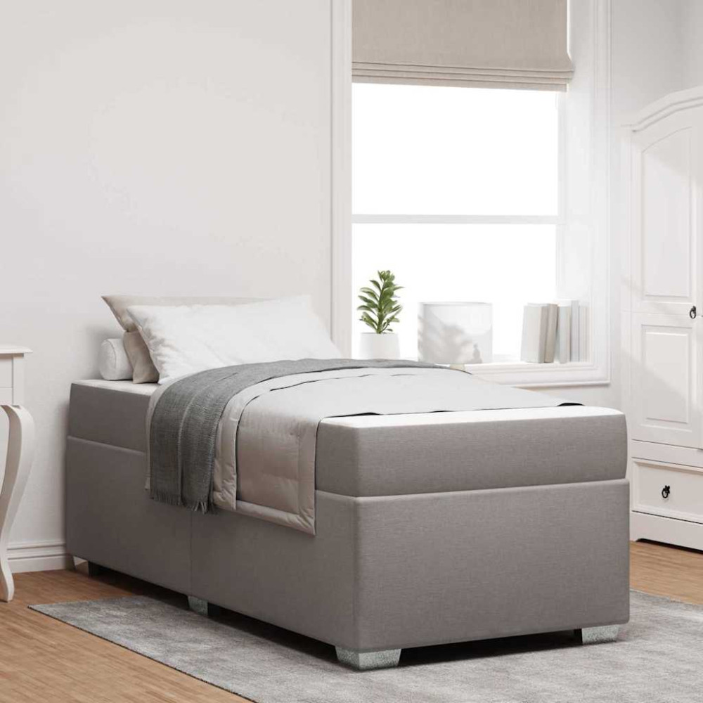 Produktbild för Sängram med madrass Taupe 100 x 200 cm tyg