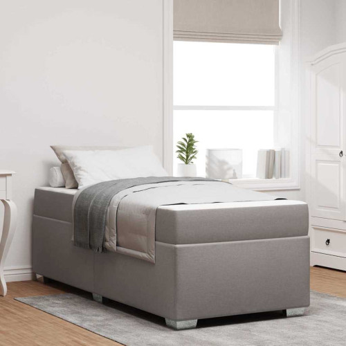 vidaXL Sängram med madrass Taupe 100 x 200 cm tyg