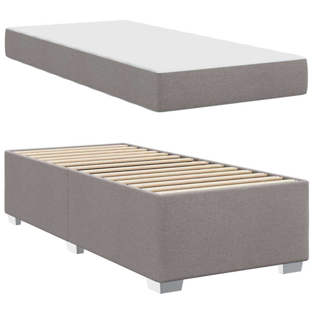 Produktbild för Sängram med madrass Taupe 100 x 200 cm tyg