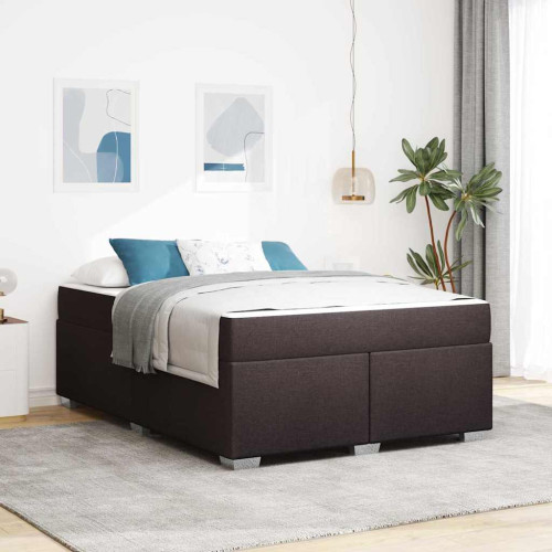 vidaXL Sängram med madrass Mörkbrun 160 x 200 cm tyg