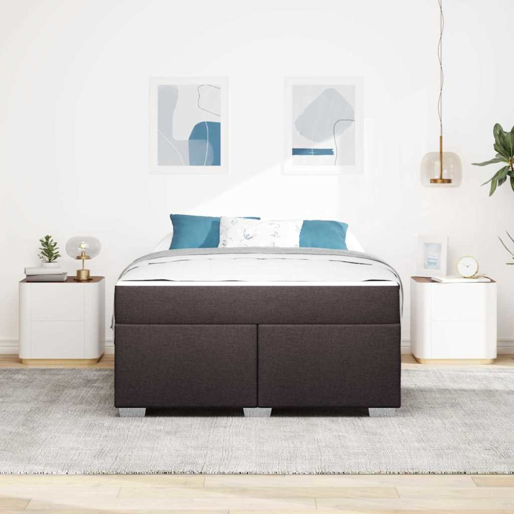 Produktbild för Sängram med madrass Mörkbrun 160 x 200 cm tyg