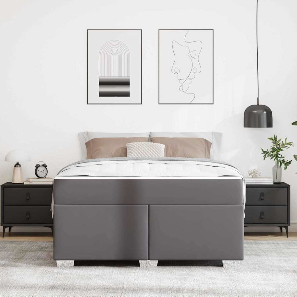 Produktbild för Sängram med madrass Grå 160 x 200 cm tyg