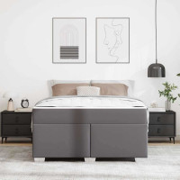 Produktbild för Sängram med madrass Grå 160 x 200 cm tyg