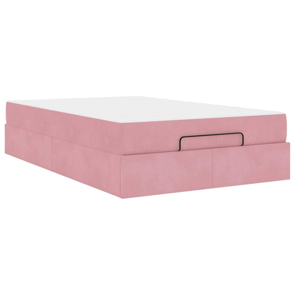 Produktbild för Sängram med madrass 2 pcs Rosa Sammet