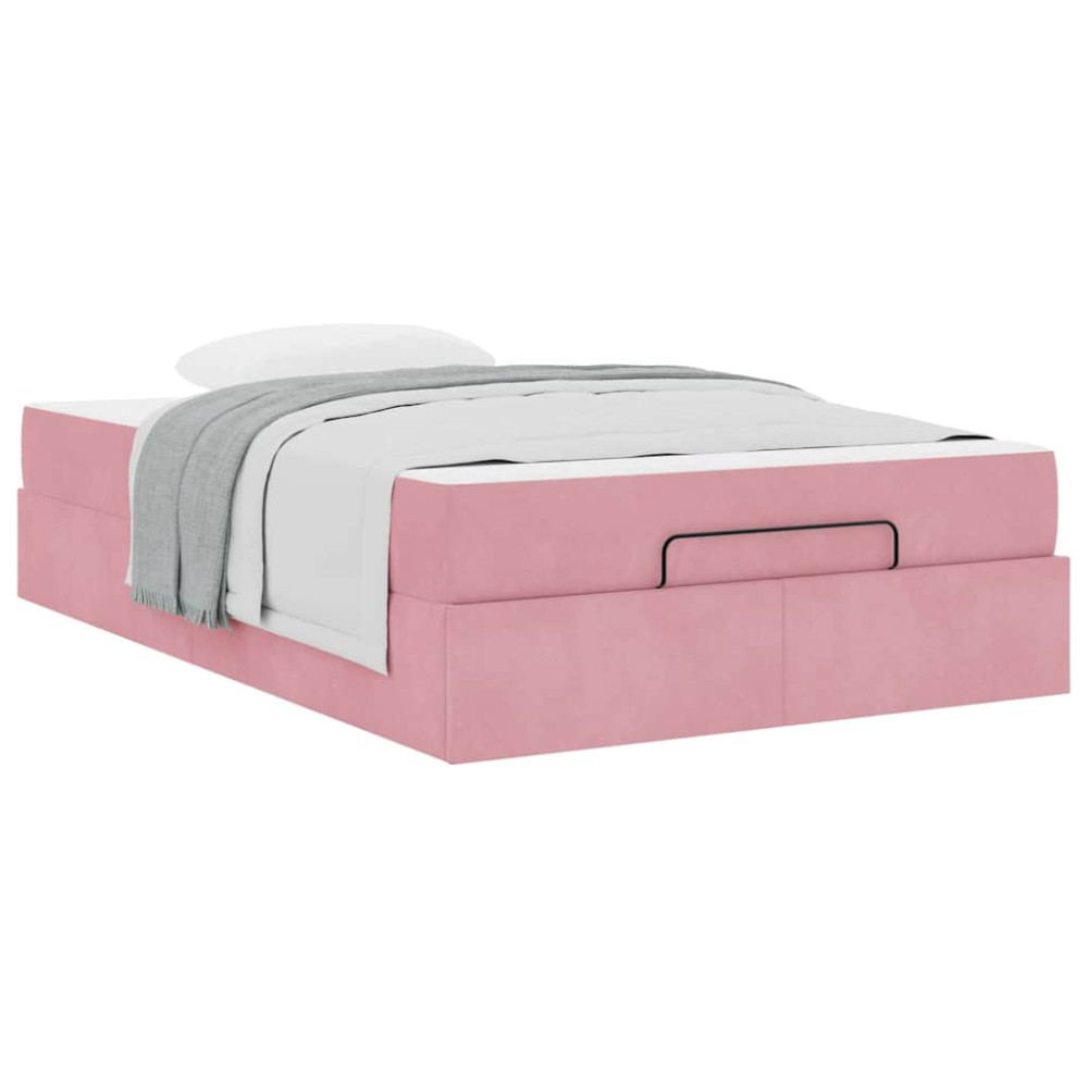 Produktbild för Sängram med madrass 2 pcs Rosa Sammet