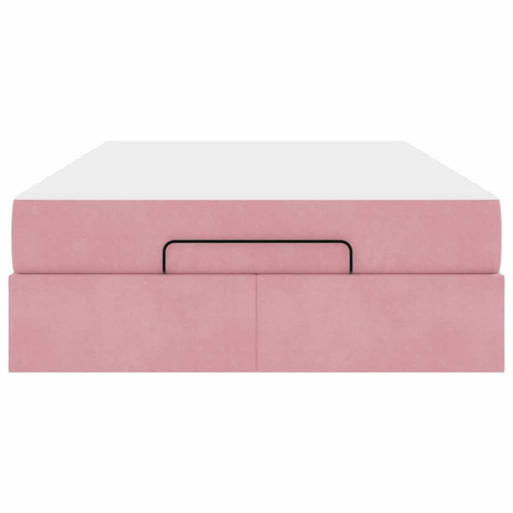 Produktbild för Sängram med madrass 2 pcs Rosa Sammet