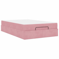 Produktbild för Sängram med madrass 2 pcs Rosa Sammet