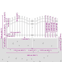Produktbild för Trädgårdsstängsel Woerden 240 x 140 cm Pulverlackerad stål Grå