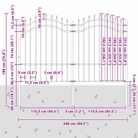 Produktbild för Trädgårdsstängsel Woerden 240 x 190 cm Pulverlackerad stål Grå