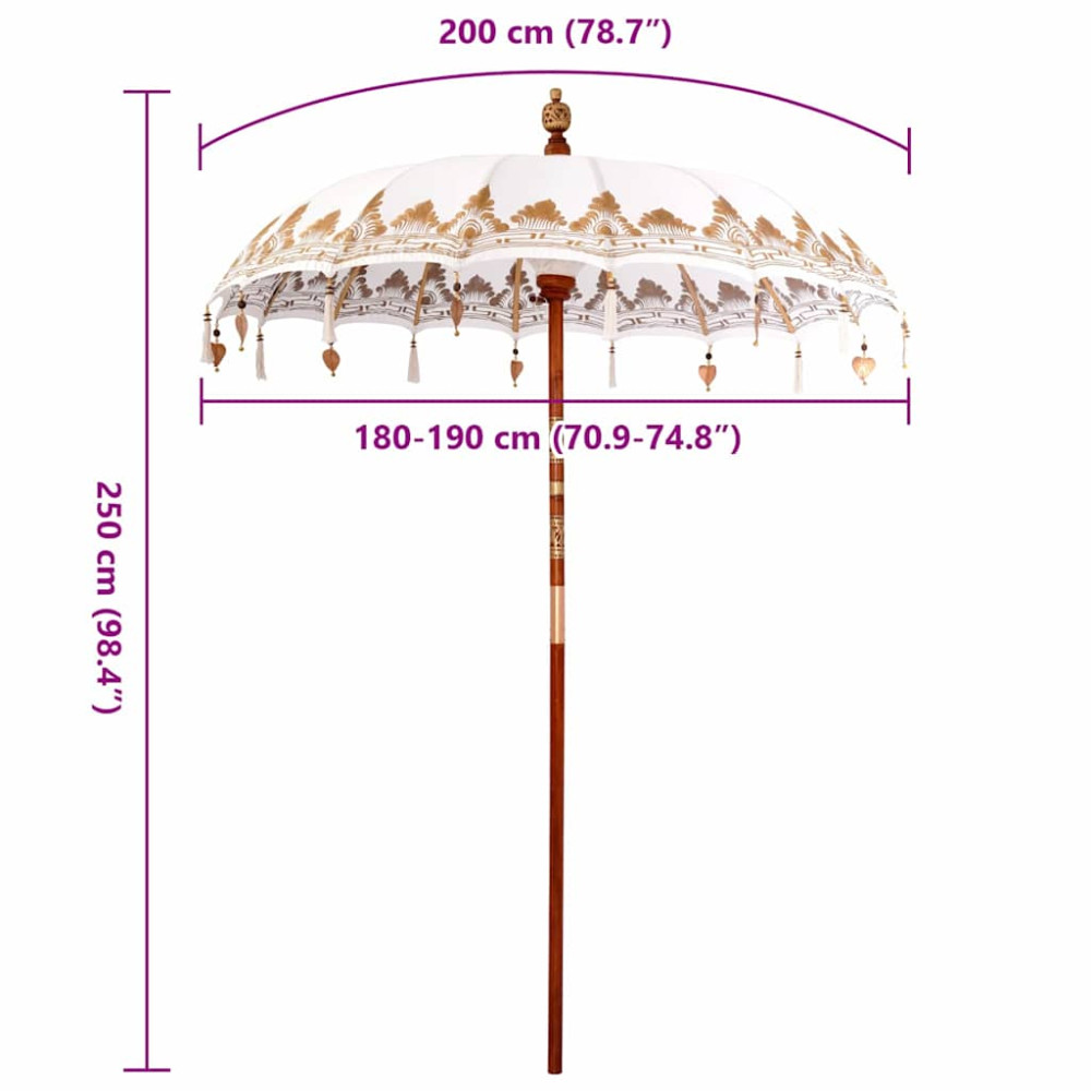 Produktbild för Balinesisk Parasol Kräm 185 x 185 x 260 cm Bomull