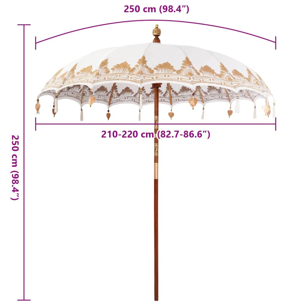 Produktbild för Balinesisk Parasol Kräm 215 x 215 x 260 cm Bomull