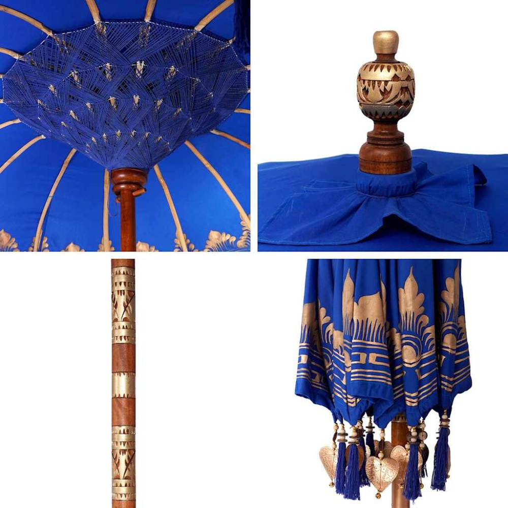 Produktbild för Balinesisk Parasol Blå 185 x 185 x 260 cm Bomull