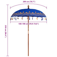 Produktbild för Balinesisk Parasol Blå 185 x 185 x 260 cm Bomull
