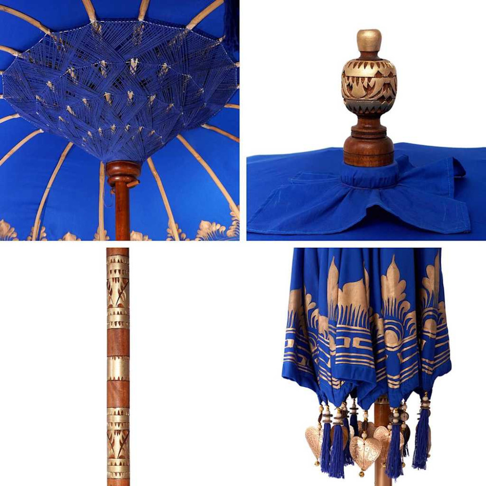 Produktbild för Balinesisk Parasol Blå 215 x 215 x 260 cm Bomull
